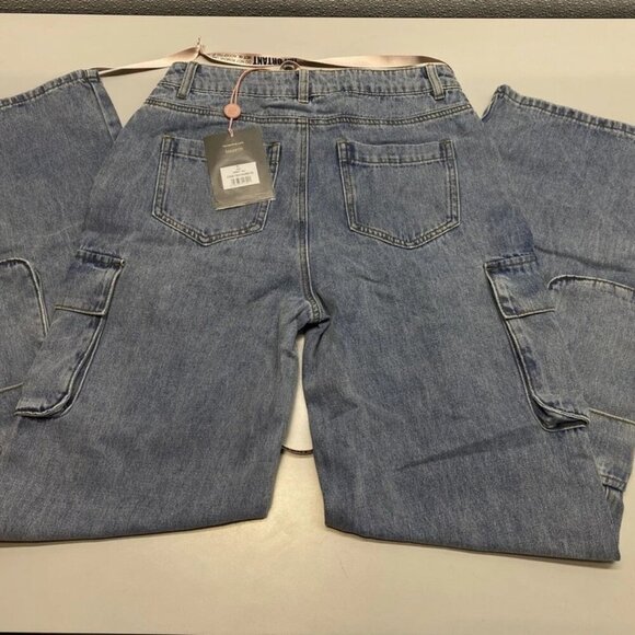 NEW HOUSE OF CB Womens Jean Light Blue Size S(L) Ria Washed Utility Cargo Pocket - Picture 5 of 9